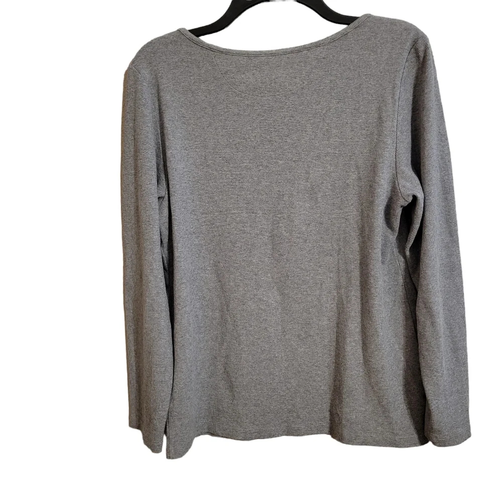 Soft Surroundings Embroidered Zip Front Long Sleeve Top